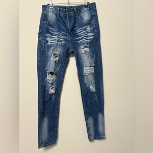 Womens Distressed Blue Jeans